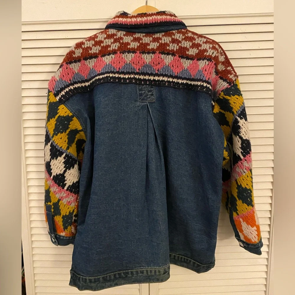 Pilcro Crochet Denim Sweater Jacket - Picture 4 of 11